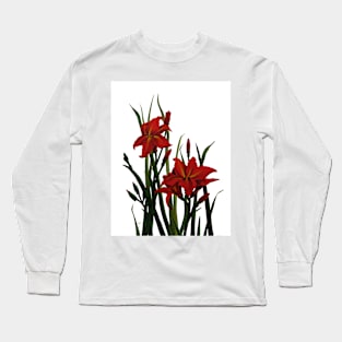 Day Lily 2 Watercolour and Gouache Painting Long Sleeve T-Shirt
